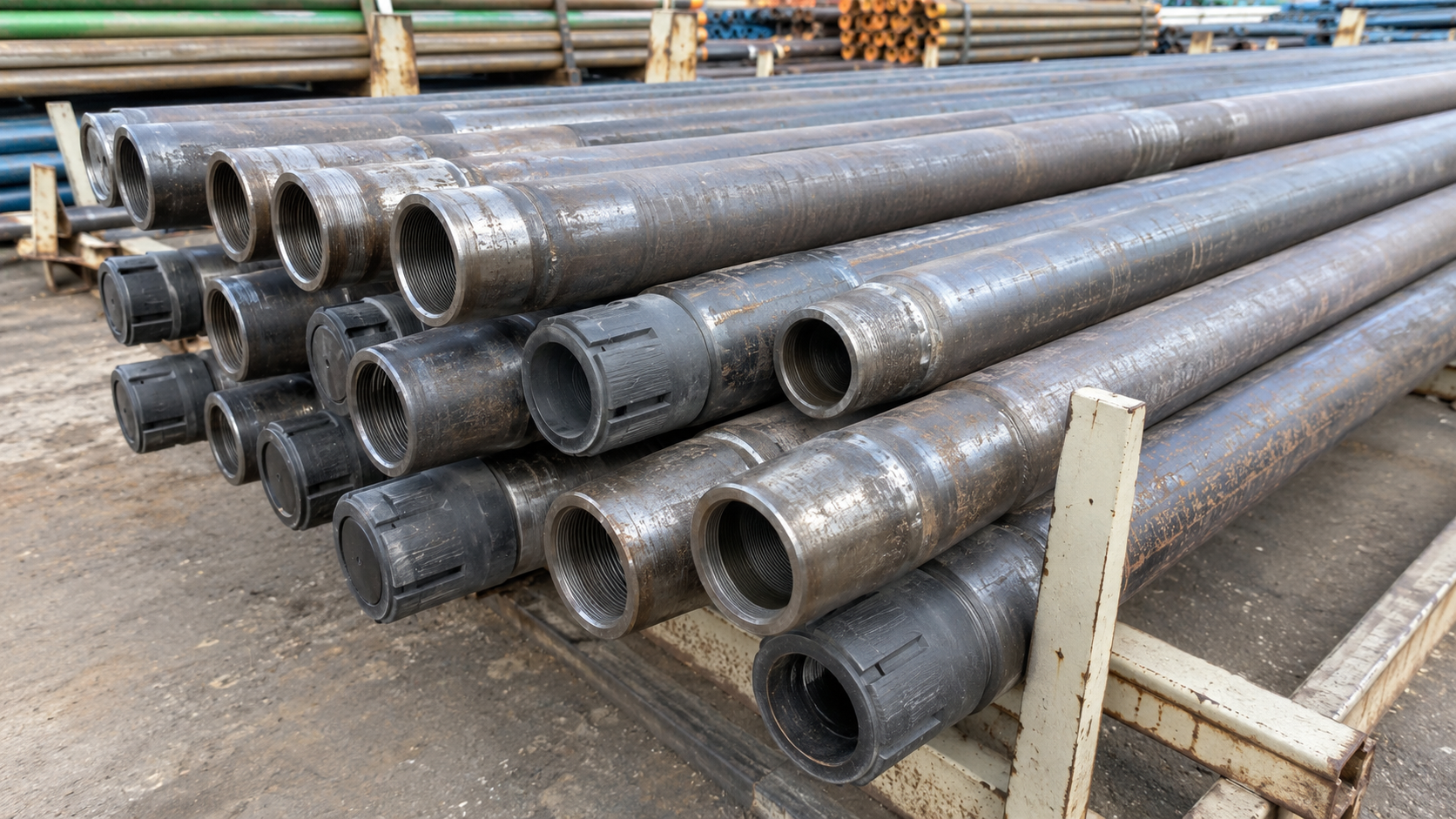 Drilling BHA and tubulars stacked at the Nizwa facility